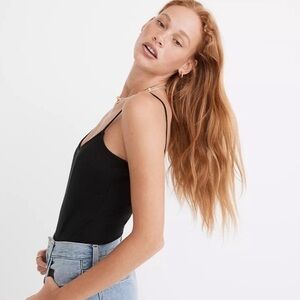 Madewell Ribbed Cami Thong Bodysuit sz S